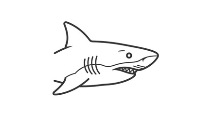 Fototapeta premium Shark Cartoon Line Drawing Illustration.