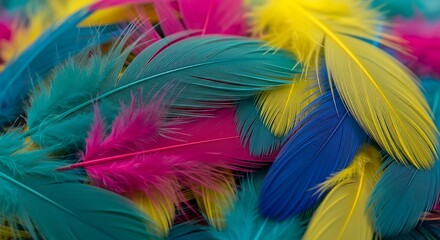 Obraz premium Vibrant Colorful Feathers Closeup Texture Background.