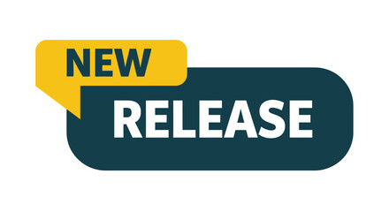 Obraz premium Vector graphic illustration advertising a new product release announcement label in bold colors