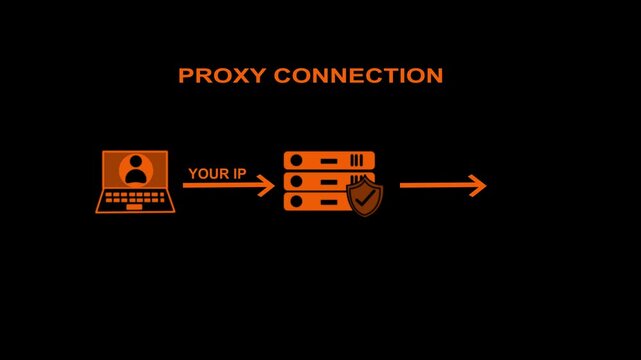 Proxy Connection Network Diagram deep red Icon on Black Background. 4K Vedio
