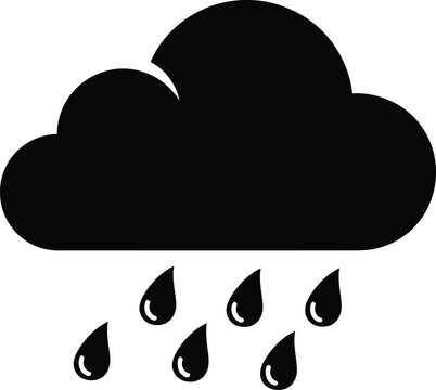 A raining cloud icon depicting precipitation with falling droplets from its base
