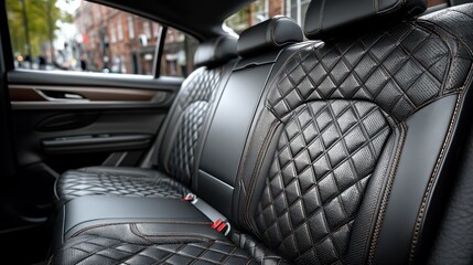 Fototapeta premium Modern Car Interior Seat Design with Leather Quilted Pattern