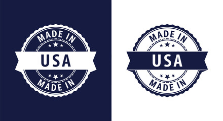 Obraz premium Vector graphic illustration of two patriotic made in usa rubber stamp emblems for product labeling design
