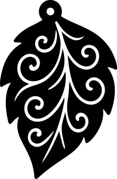 Leaves earrings laser cut template design isolated on a white background, showcasing intricate leaf shape pendant jewelry, concept of jewelry making, craft, diy