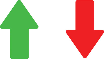 Contrasting upward and downward arrows in green and red colors Vector © JESMIN