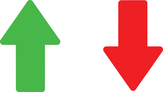 Contrasting upward and downward arrows in green and red colors Vector