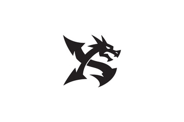 Fototapeta premium Dynamic black dragon symbol abstract logo design for branding and identity