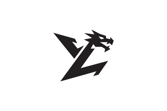 Dynamic black dragon logo featuring bold yz initials for modern brands