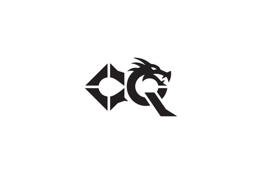 Dynamic cq logo featuring a fierce dragon head and geometric shapes
