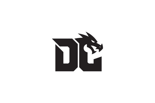 Dynamic dc logo featuring a fierce dragon head emblem for gaming and brands