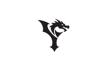 Naklejka premium Dynamic dragon head logo design a fierce symbol of power and legend