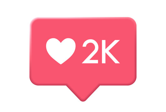 3D Heart Like Count Notification Icon Isolated Vector Illustration