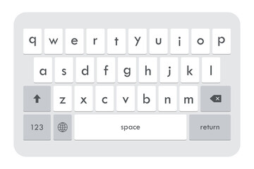 Virtual mobile phone keyboard layout in lowercase alphabet buttons. Vector illustration © Ankit