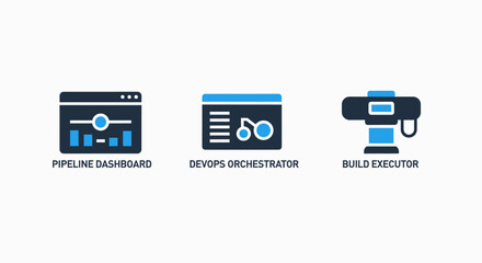 Fototapeta premium Devops pipeline dashboard and orchestrator for software build execution automation