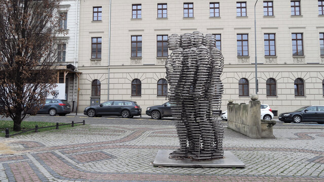 Poznań, Poland - January 6th 2019: Golem Monument - a monument to the Golem , a mythological figure, an artificial man who, according to legend, was created by the Prague rabbi Yehuda L&ouml;w ben Bezalel 