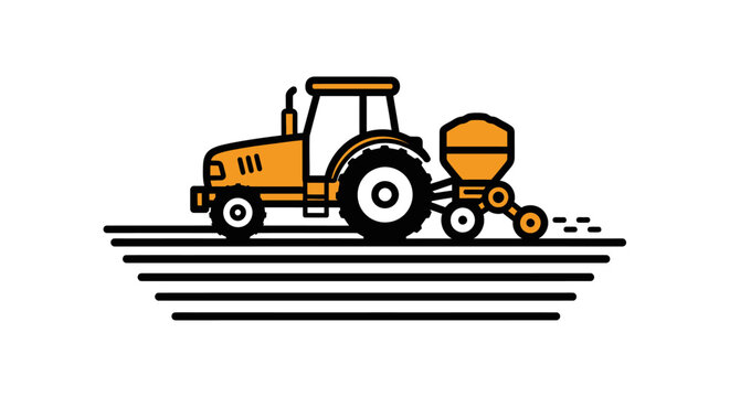 Tractor pulling seed planter machine.