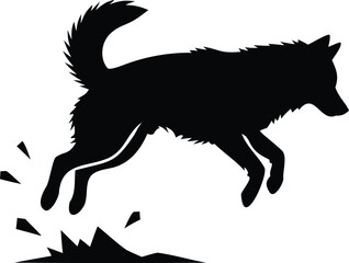 Jumping Siberian Husky dog silhouette vector © MST