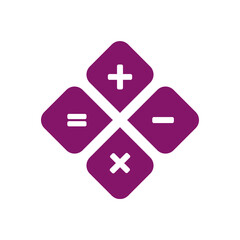 Obraz premium Four purple math symbols on transparent background