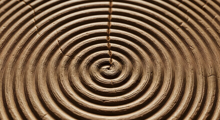 Naklejka premium Wooden tree ring pattern with concentric circles and cracks on brown background ideal for natural abstract textures