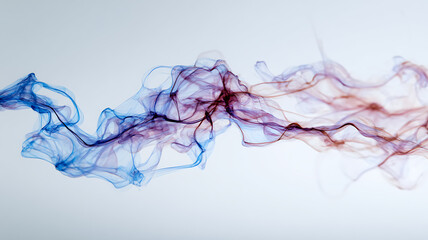Obraz premium Smoke waves in blue and red colors on a gray background