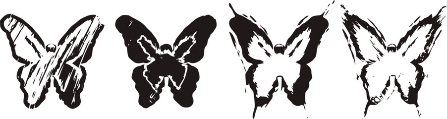Fototapeta premium monochrome butterfly silhouettes in varying styles black and white insect wing shapes with high contrast design