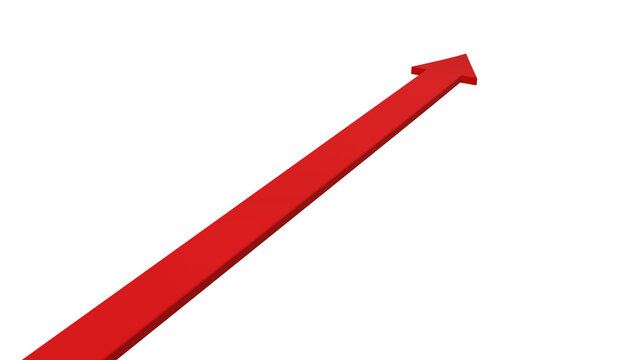 3d red diagonal arrow pointing up right, bold clean style