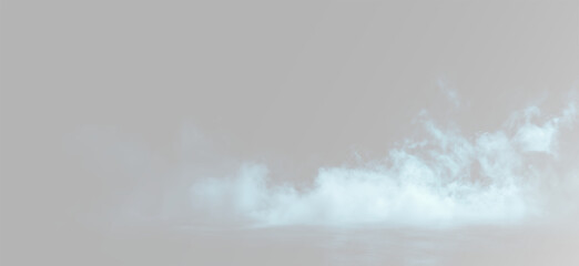 Realistic blue smoke fog effect with cold ice mist for medical laboratory gas simulation or freezing winter atmosphere backdrop  © Alehandro