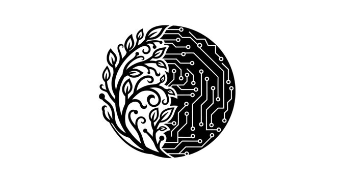 Circuit board with leaf design.