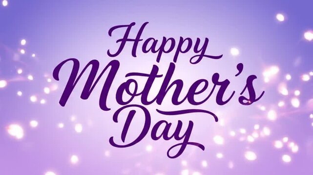 Happy mothers day purple text with bokeh lights background