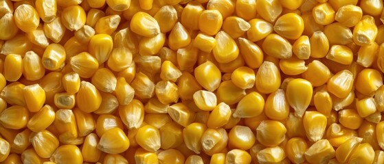 The Corn Kernels Closeup Showing Bright Golden Texture and Abundant Freshness