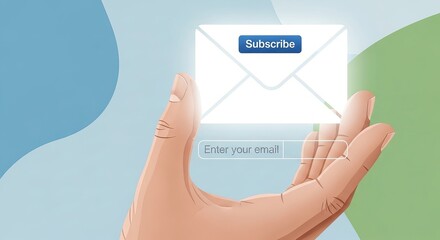 Fototapeta premium Conceptual Illustration of Hand Supporting Email Subscription Form for Digital Mailing List