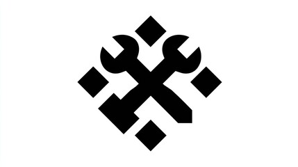 Obraz premium Black wrenches crossing over a diamond shape, creating a geometric, modern design