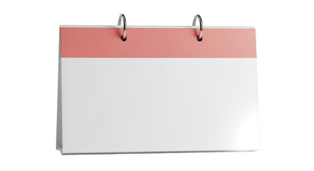 A blank notepad with a pink header and silver rings isolated on transparent background