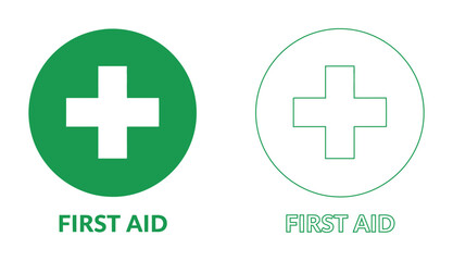 Obraz premium First aid symbol and logo variations for medical and emergency services