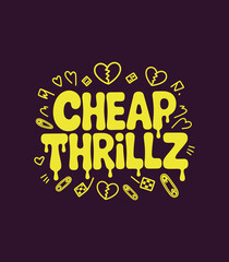 Obraz premium Cheap ThrillZ Dripping Font Graphic with Punk Doodles and Hearts