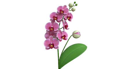 Pink Orchid Flower Branch with Buds and Leaf