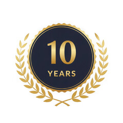 Celebrating a decade of achievement with a stylish anniversary badge isolated on transparent background