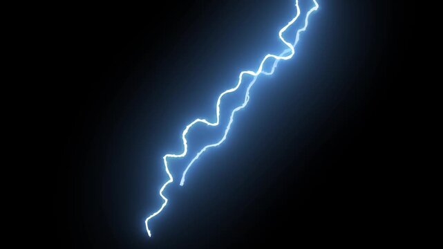 Electric lightning strike overlay with blue thunderbolt flash, dramatic storm energy effect, features animated white lightning bolts striking, animated bolt strikes, lightning storm on black screen.