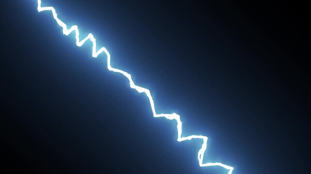 Realistic blue lightning bolt striking on alpha channels background. dramatic electric thunder effect animation, flash thunder faster on black screen background. animated storm bolt effect. 4k