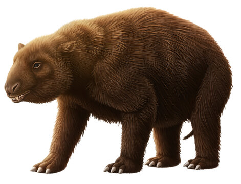 Diprotodon (Diprotodon optatum), extinct giant marsupial, scientifically accurate representation, transparent background, PNG