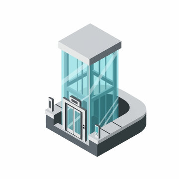 Modern Glass Elevator Isometric View.