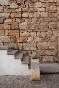old brick wall with stone