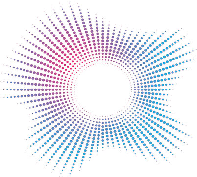 A colorful pixelated circular pattern on a white background