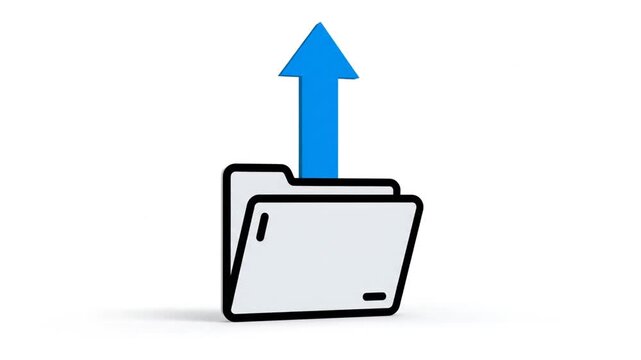 A digital folder icon with a blue upload arrow pointing upwards, on a white background, used for business or educational purposes