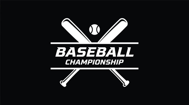 Vector graphic illustration of baseball championship logo with bats and ball