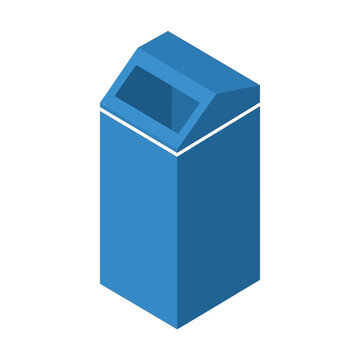 Modern Blue Trash Can with Slanted Opening.