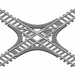 Naklejka premium Railway track diamond crossing steel junction.