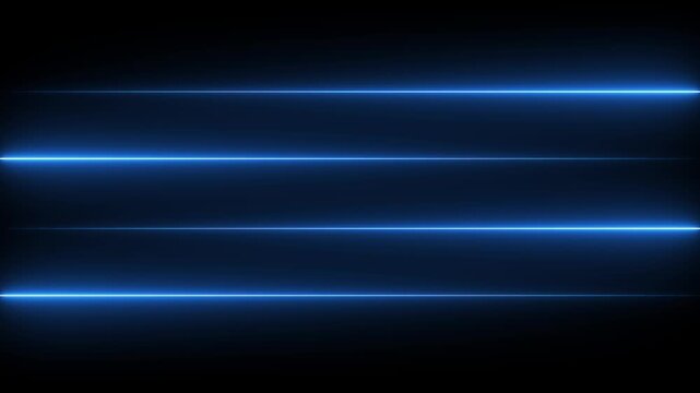 Straight neon lazer line Abstract horizontal glowing neon line on a dark background with subtle reflection bright clean.