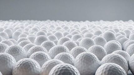 Fototapeta premium A large number of white golf balls move over the surface of a green golf course in bright daylight with no obstacles