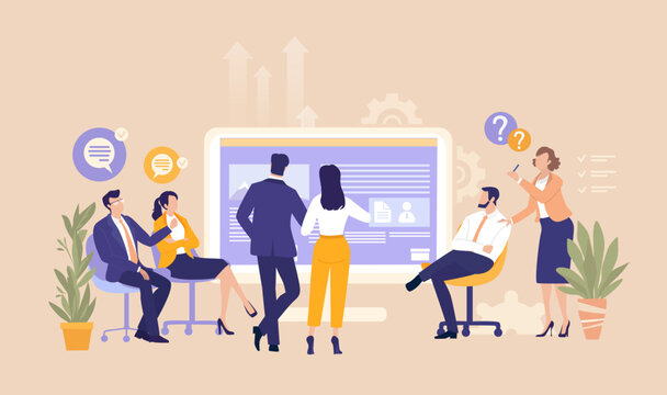 Business professionals gathered for a meeting, discussing strategy and sharing ideas, symbolizing teamwork, communication, corporate planning, leadership, and collaborative decision making